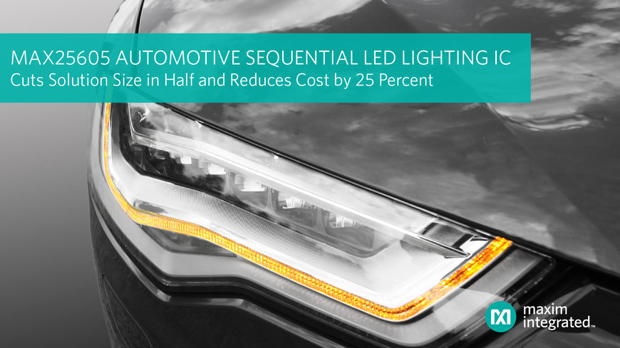 Maxim Integrated’s Automotive Sequential LED Lighting IC Cuts Size in Half and Reduces Cost by 25 Percent